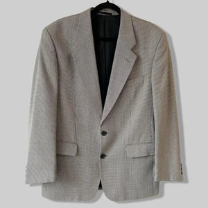 Thomas Jeffery Houndstooth Wool Blend Blazer Made in Portugal